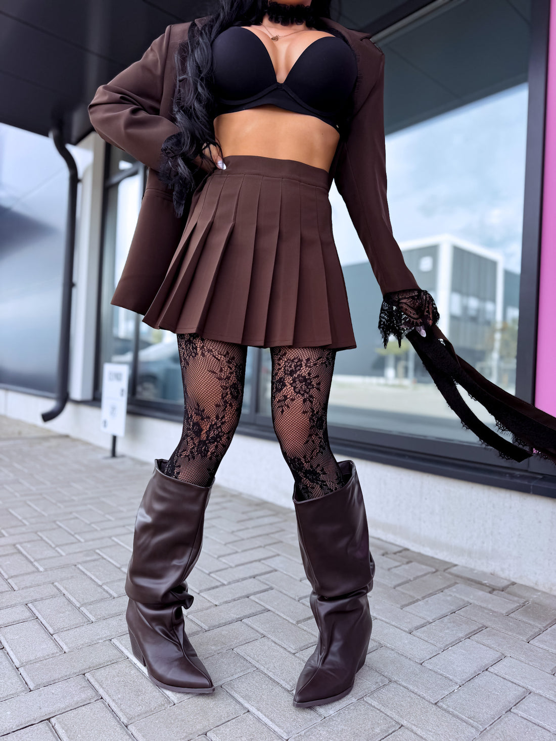 Plisseeritud seelik "MINI ME" 2191 - CHOCO