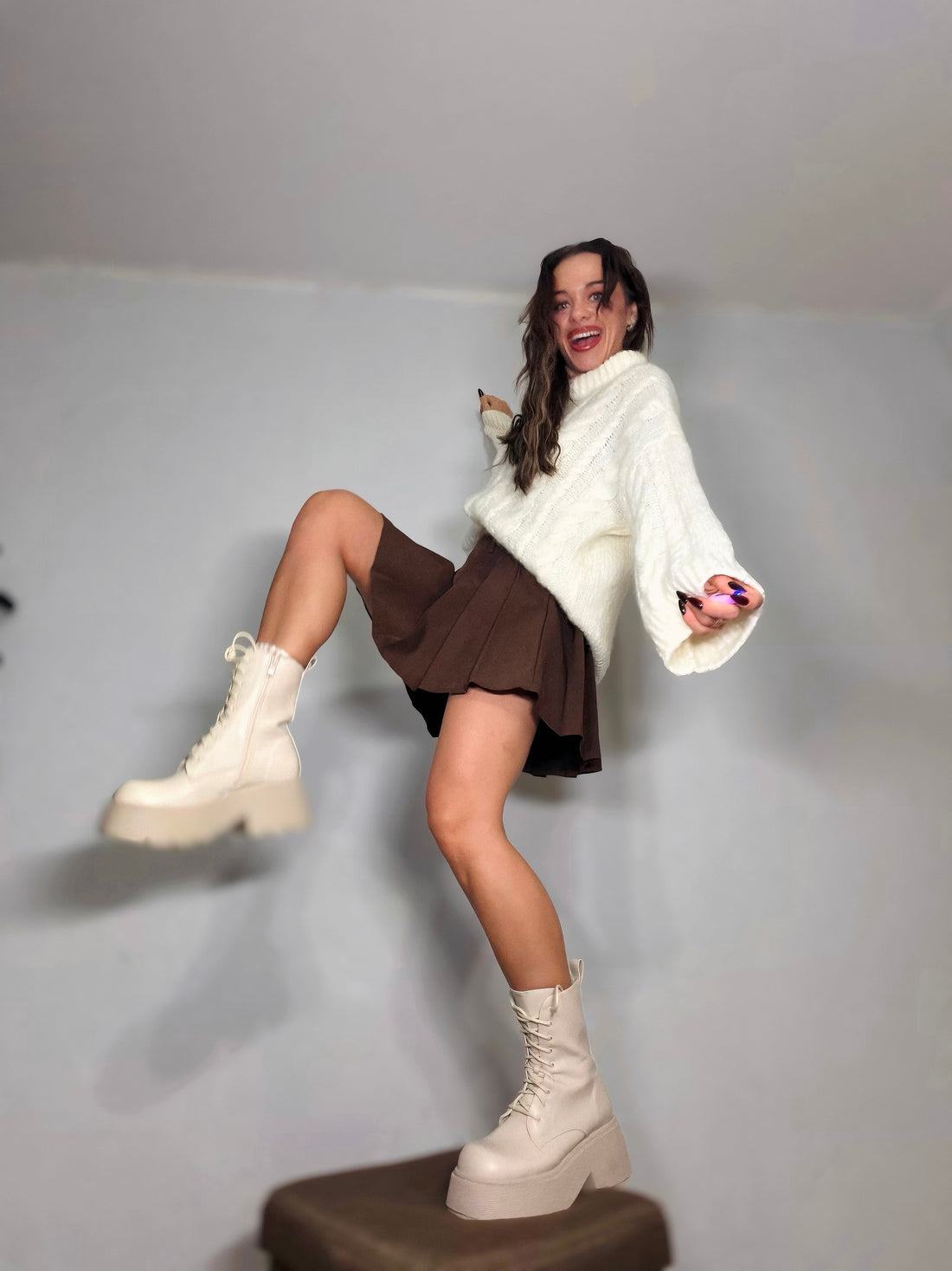 Lace-up boots "LuLu Y2069" - BEIGE 