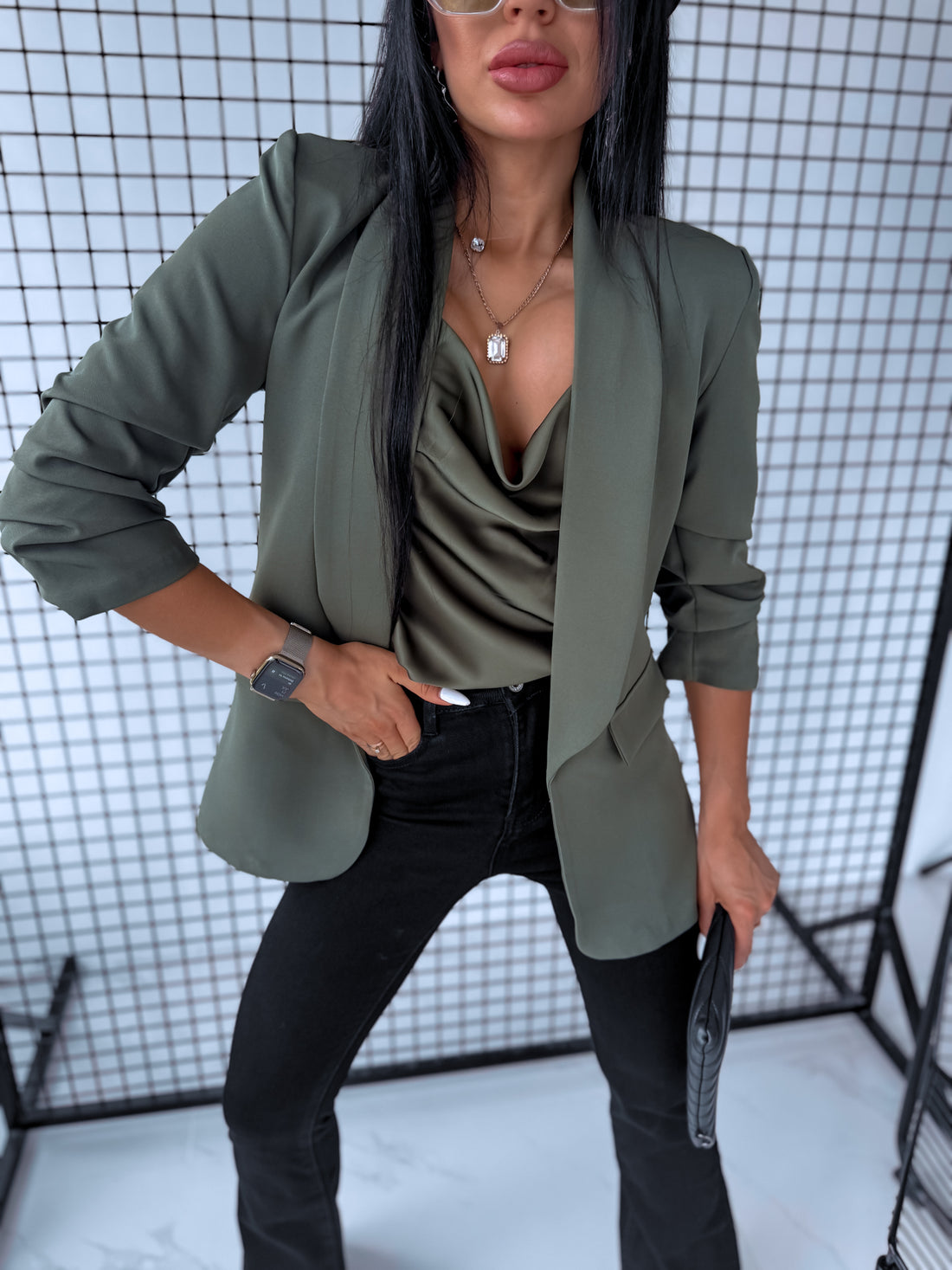 Khaki ONE SIZE blazer + khaki top