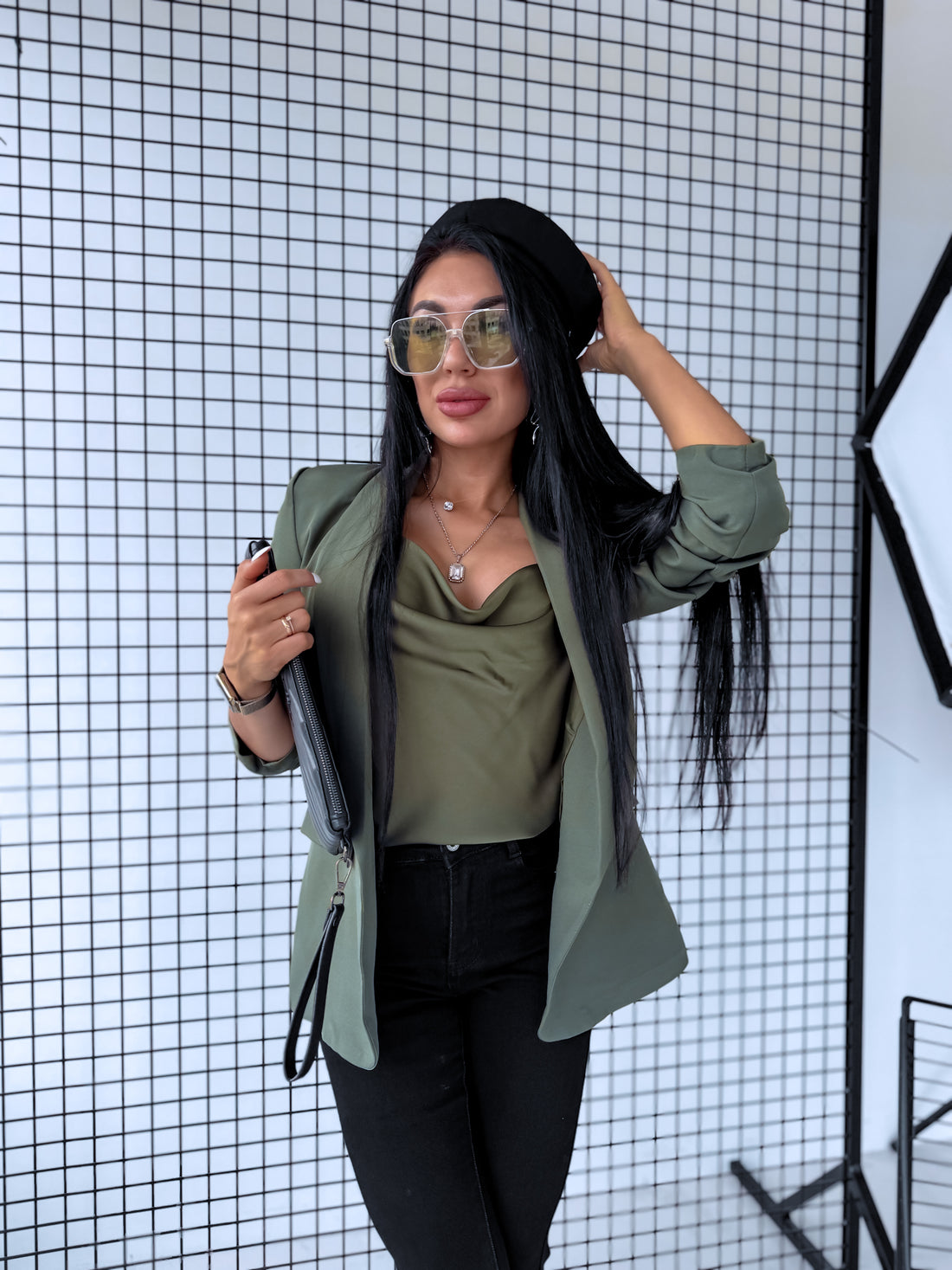 Khaki ONE SIZE blazer + khaki top