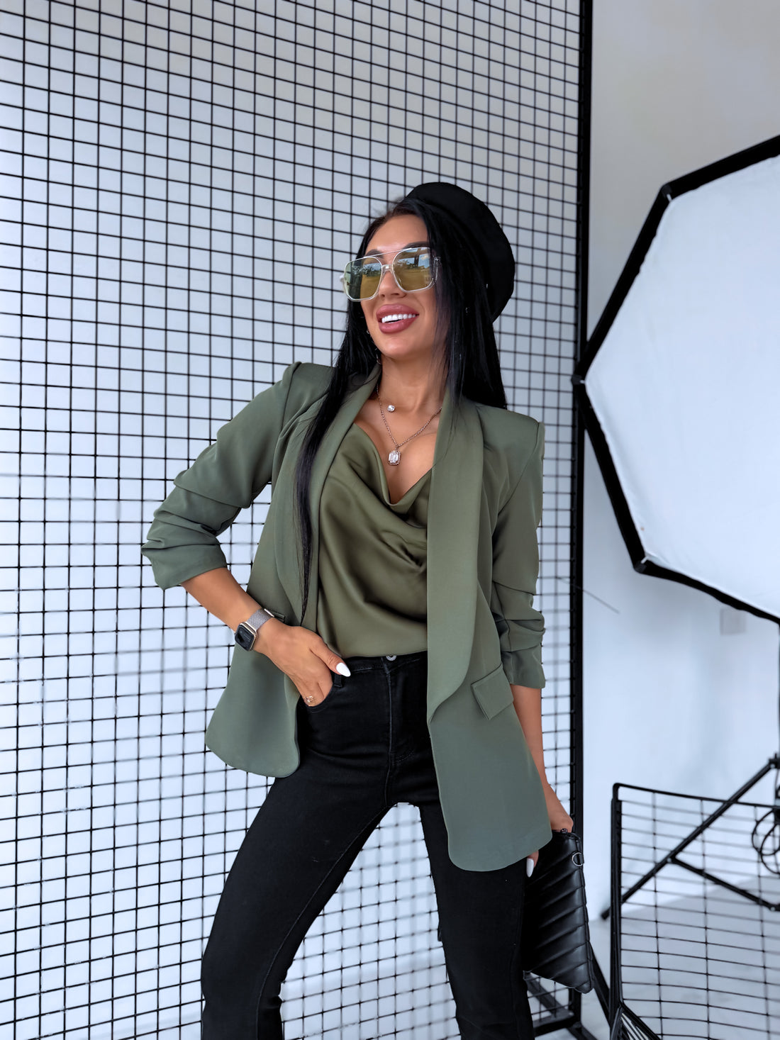 Khaki ONE SIZE blazer + khaki top
