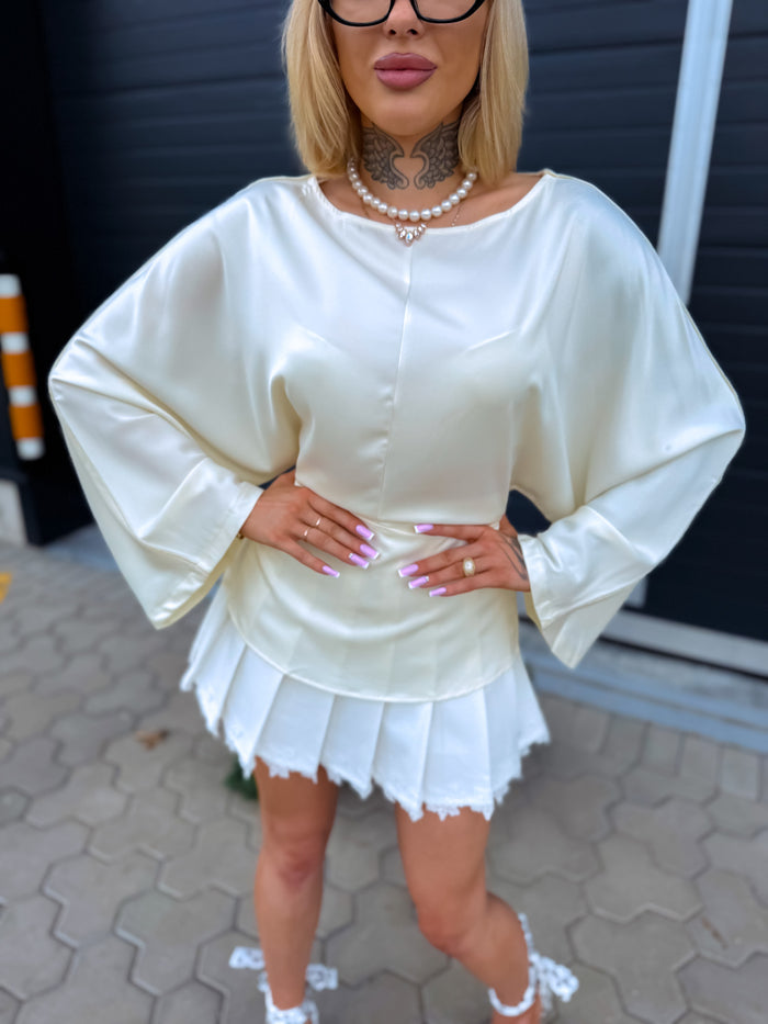 Satin blouse "MUSE YY638" - CREAM WHITE