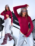Long Sleeve Bodysuit "BASIC" - BORDO 