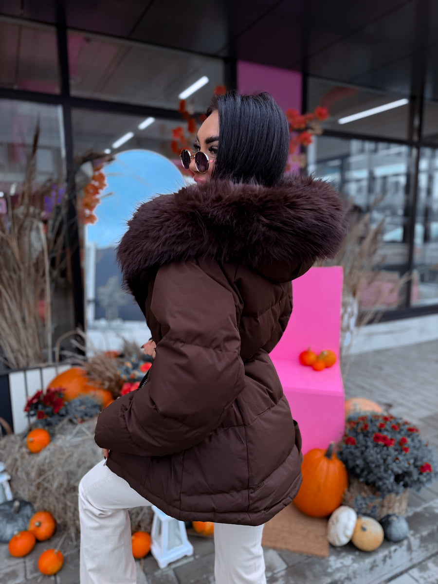 Virsjaka ar pūkas kapuci "CUDDLE ME FC7665" - CHOCO