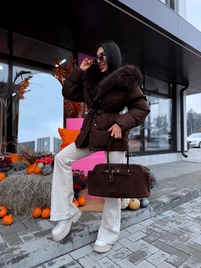 Virsjaka ar pūkas kapuci "CUDDLE ME FC7665" - CHOCO