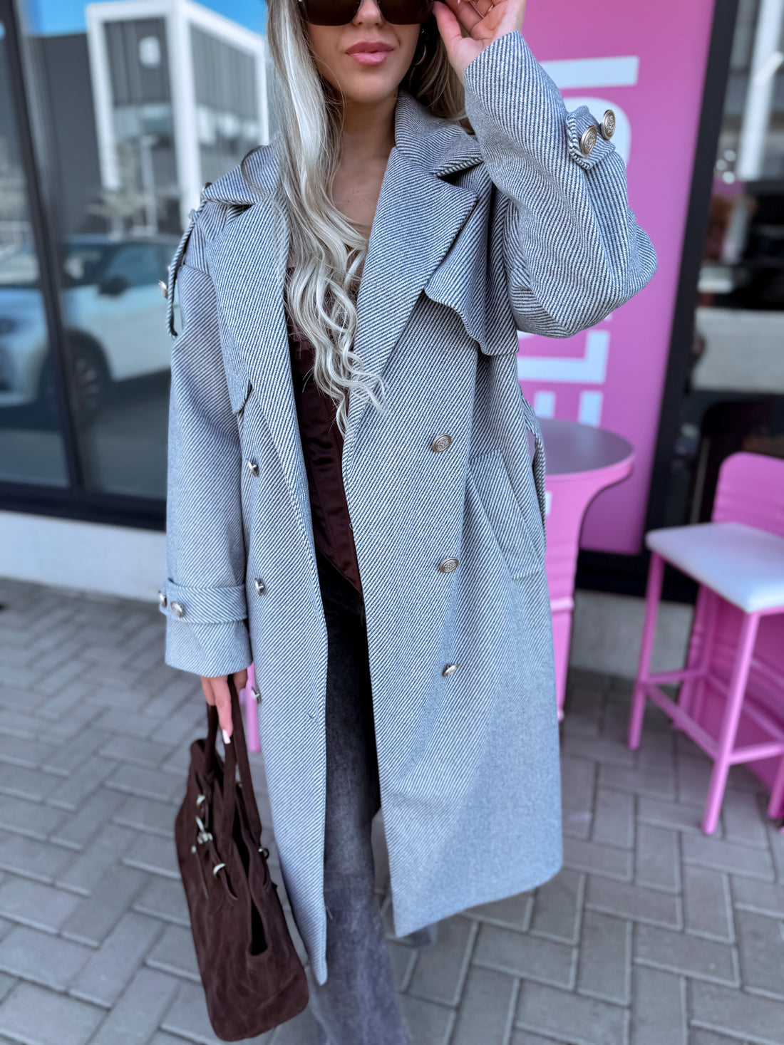 Svītrota raksta mētelis "MILADY" 88082 - PELĒKS