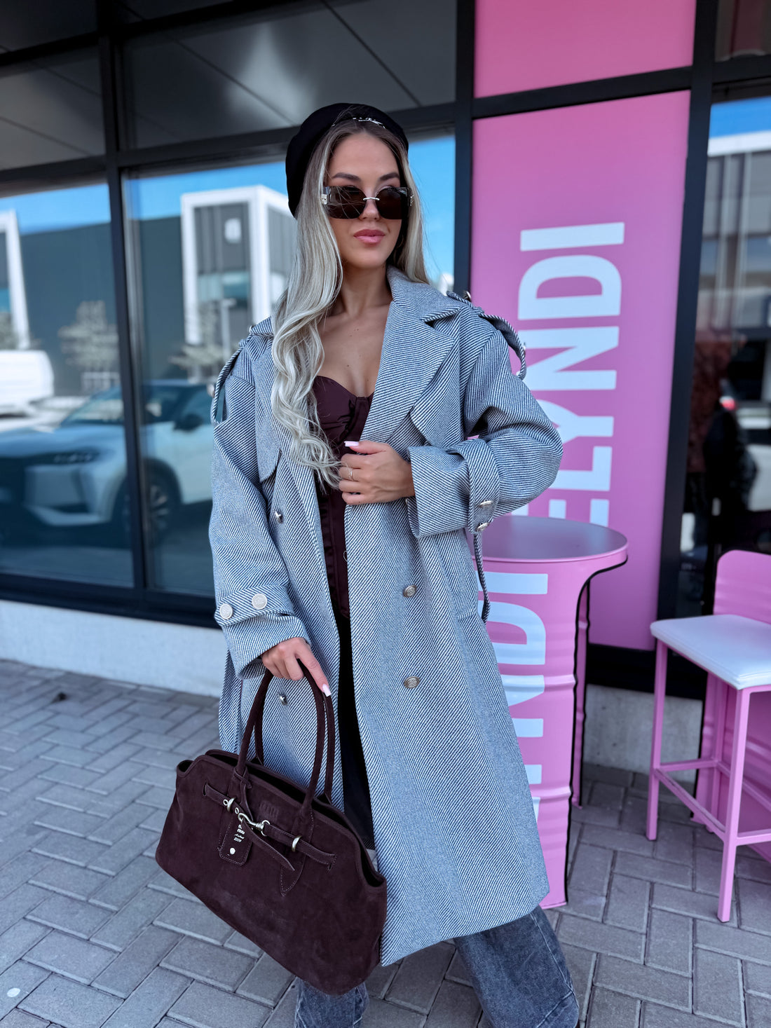 Svītrota raksta mētelis "MILADY" 88082 - PELĒKS