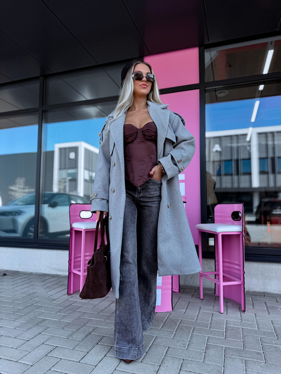 Svītrota raksta mētelis "MILADY" 88082 - PELĒKS