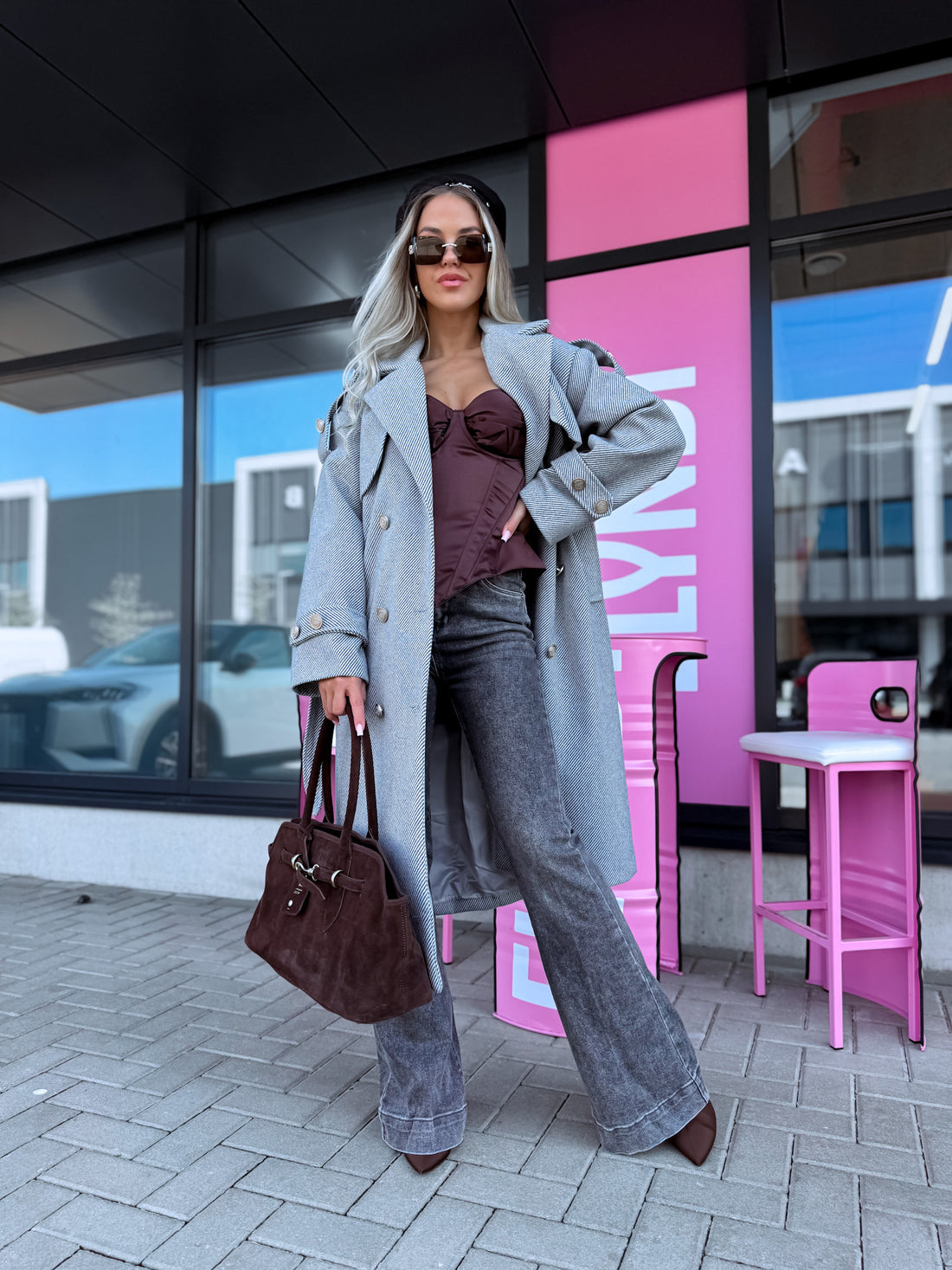 Svītrota raksta mētelis "MILADY" 88082 - PELĒKS