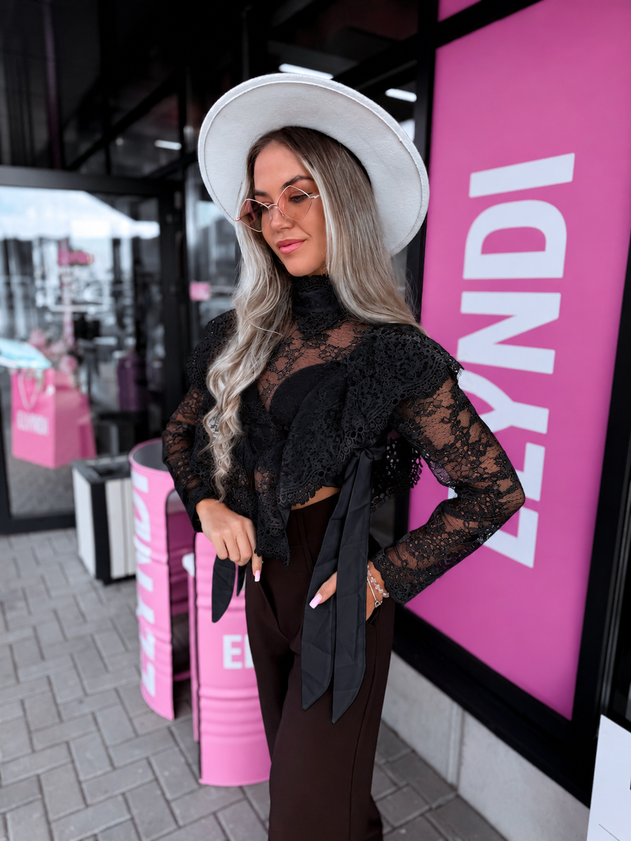 Mežģīņu tops "FORTUNE" W56115 - MELNS
