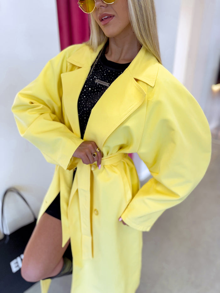 Long trench coat "PINEAPPLE V10272" - YELLOW