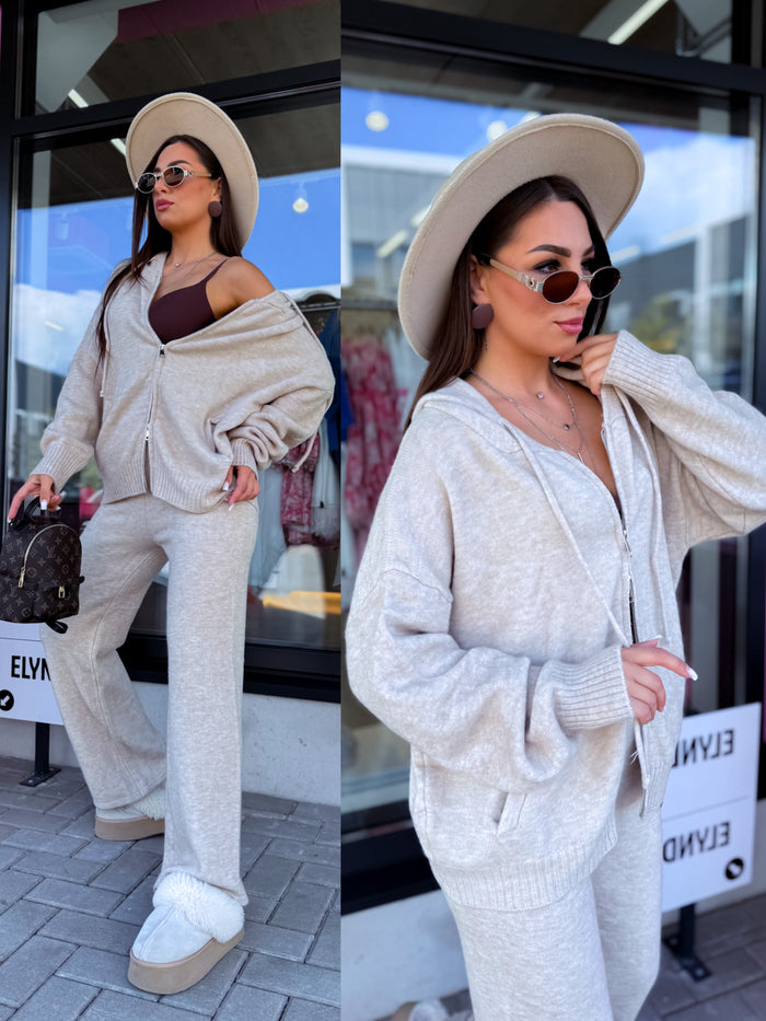 Megztas komplektas "FRIDAY LOOK 5171#" - SMĖLIO SPALVOS