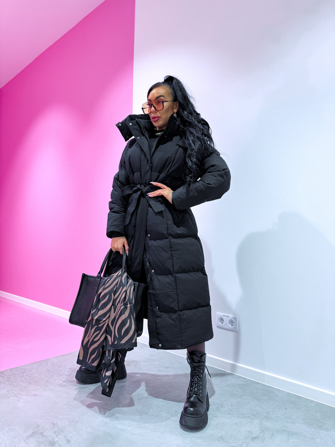 "ICEBERG" FC7617 long jacket - BLACK PRE-ORDER