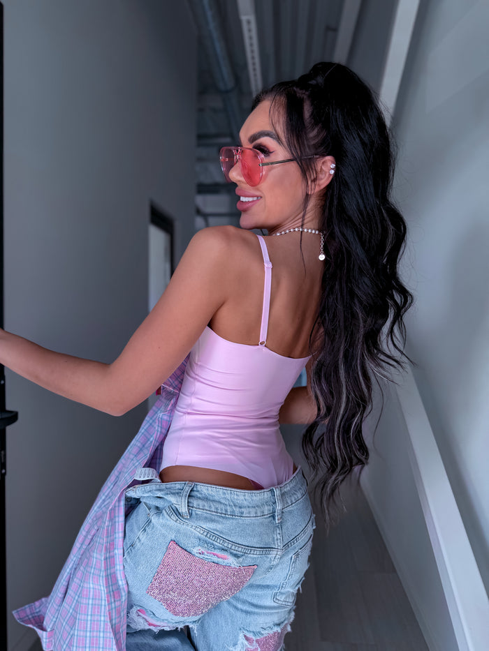 ELYNDI, string-style shaping bodysuit - warm pink 