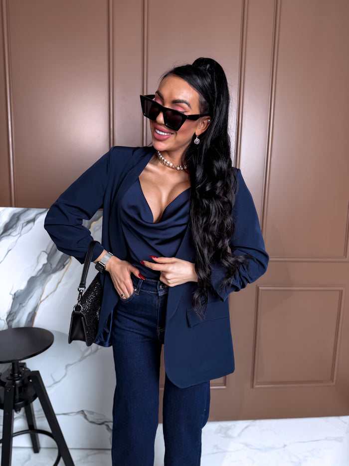 Navy blue, ONE SIZE jacket + blue top 