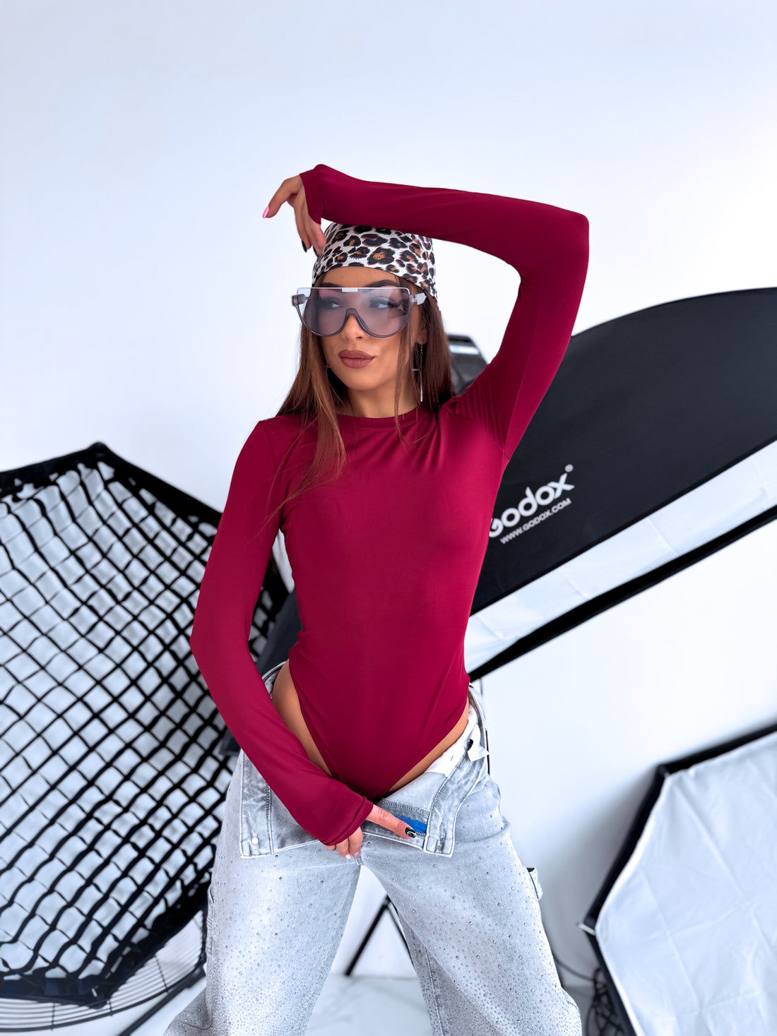 Long Sleeve Bodysuit "BASIC" - BORDO 