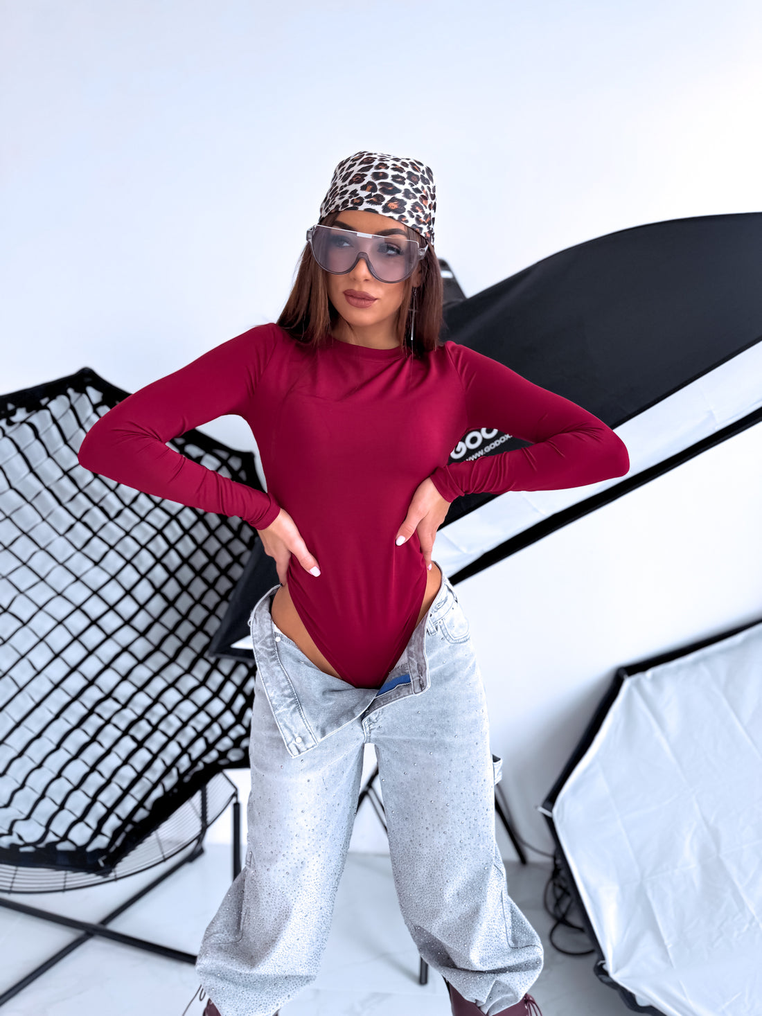 Long Sleeve Bodysuit "BASIC" - BORDO 
