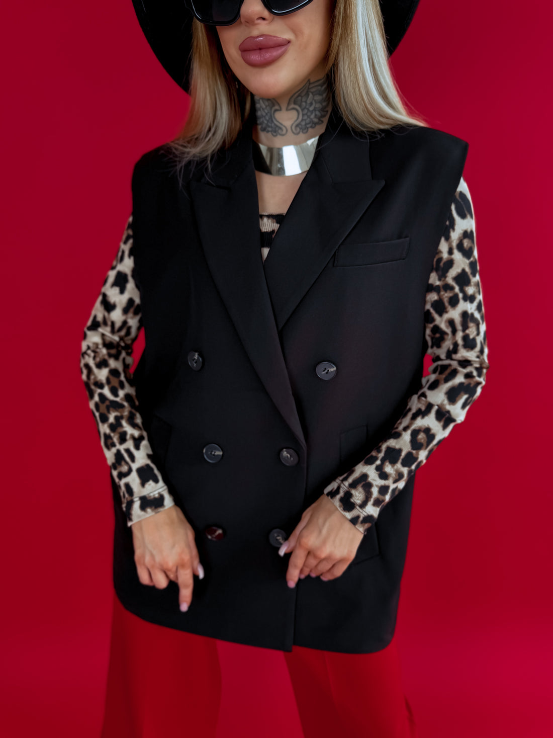 OVERSIZE veste "SECURITY" - melna