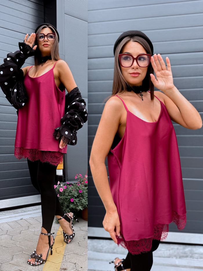 Lielizmēra topas "DREAMY LACE" 7929 - BORDO