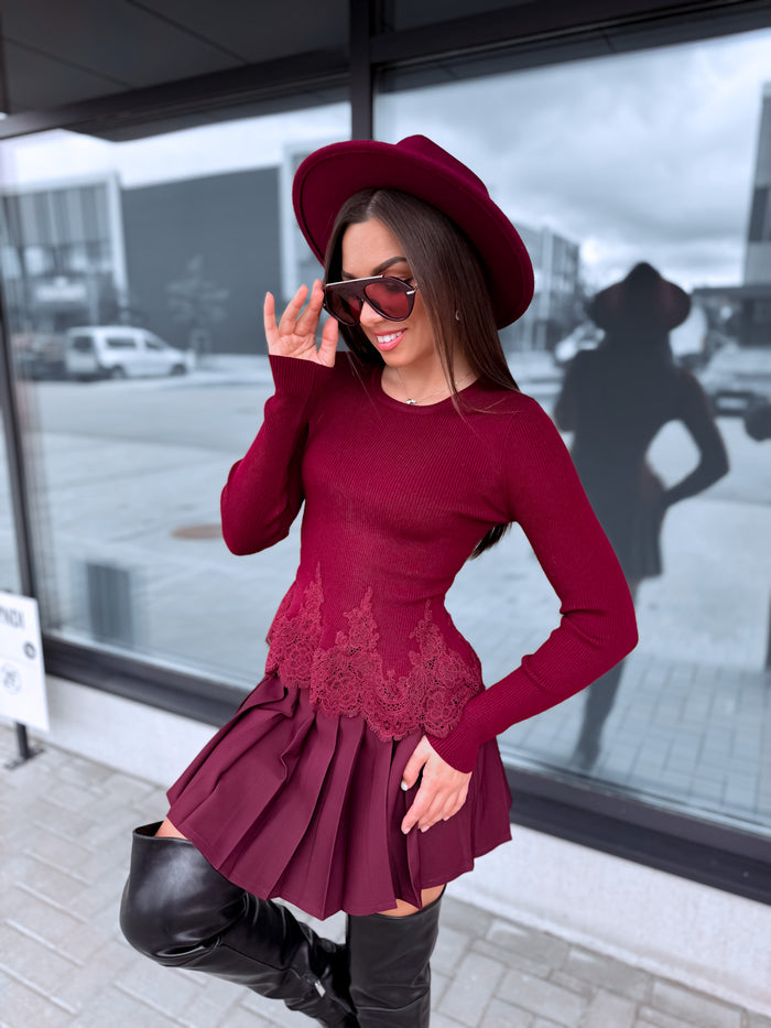 Megztas viršus "DAILA" 20663 - BORDO