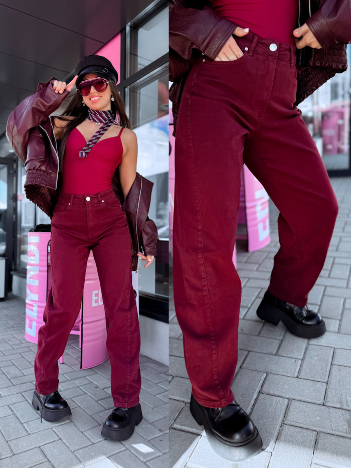 "FADED" džinsai F108 - bordo