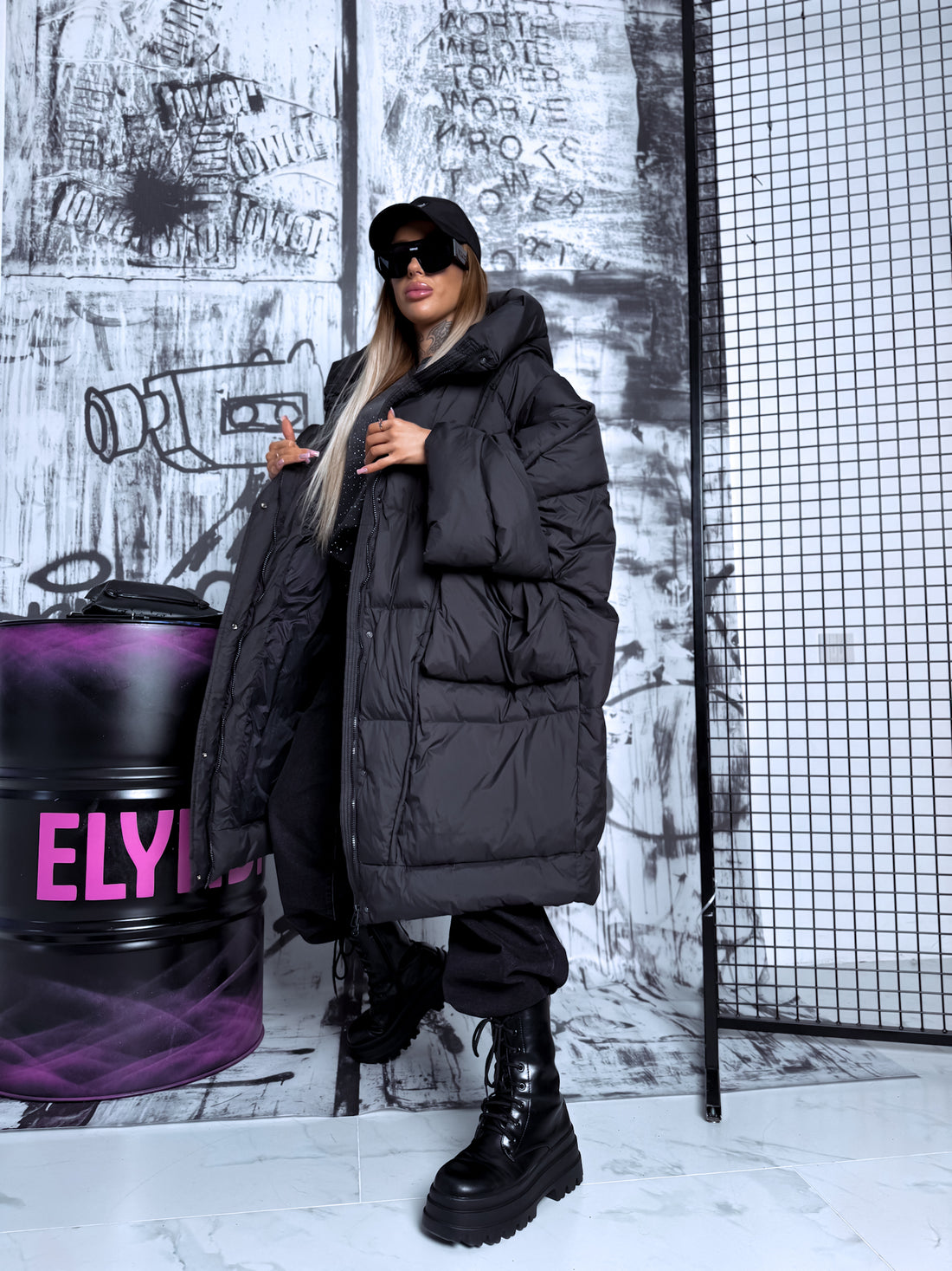 Plus size down jacket "SNOW DRIFT" – BLACK