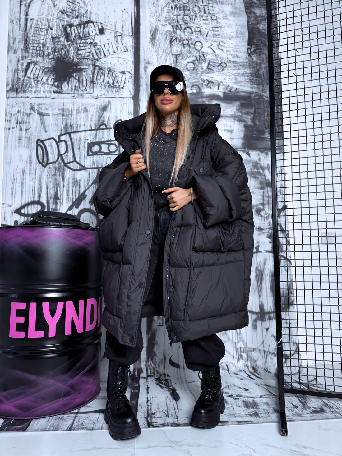 Plus size down jacket "SNOW DRIFT" – BLACK