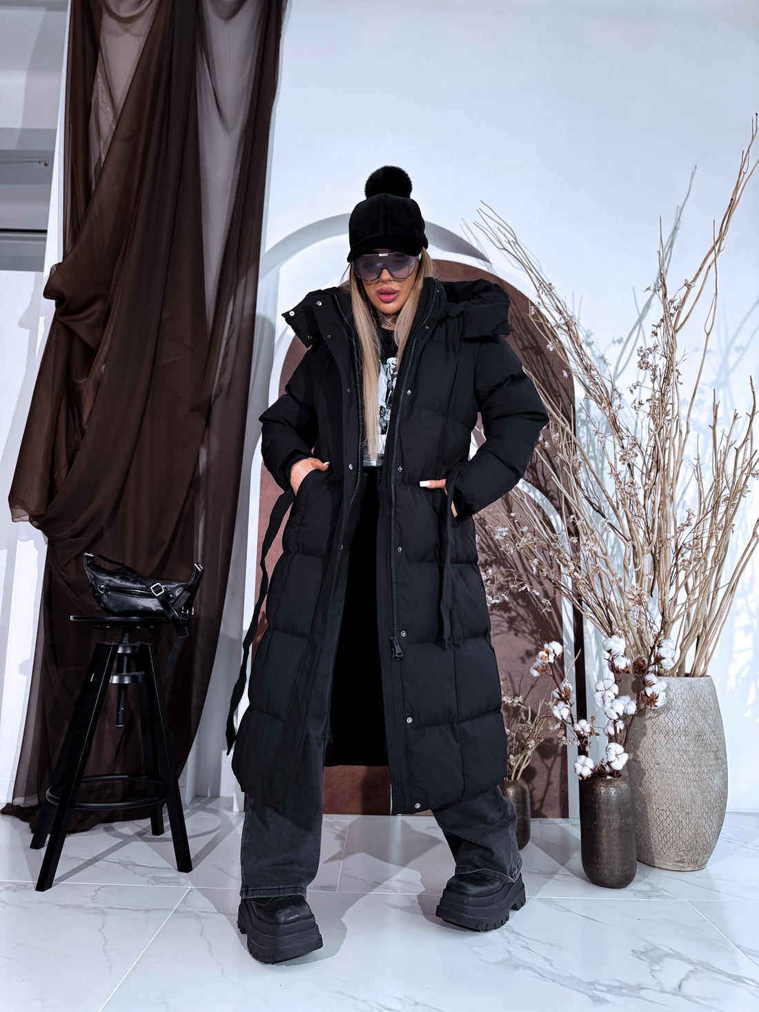 "ICEBERG" FC7617 long jacket - BLACK PRE-ORDER