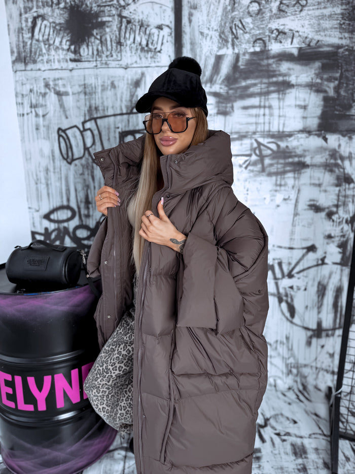 Plus-size down jacket "SNOW DRIFT" - CHOCO