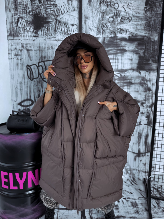 Plus-size down jacket "SNOW DRIFT" - CHOCO