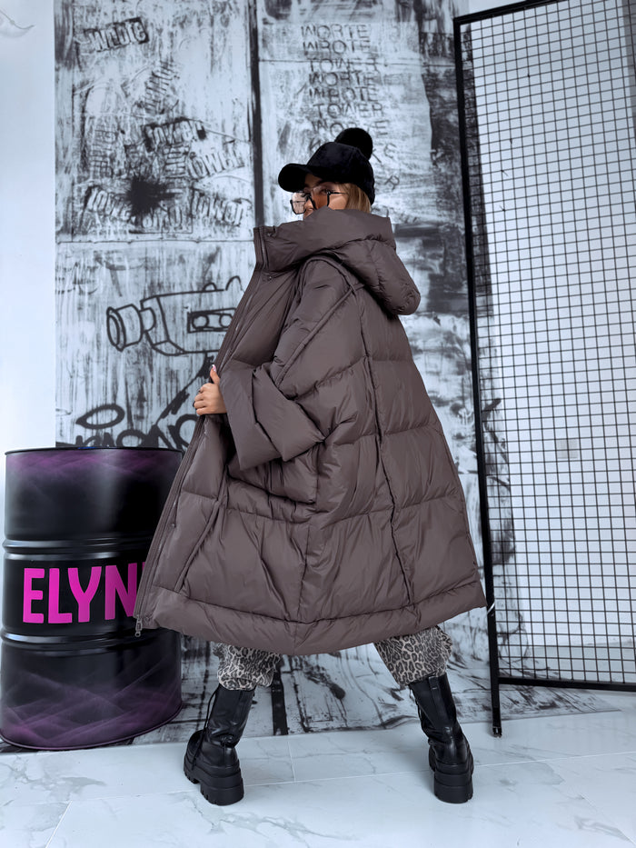 Plus-size down jacket "SNOW DRIFT" - CHOCO