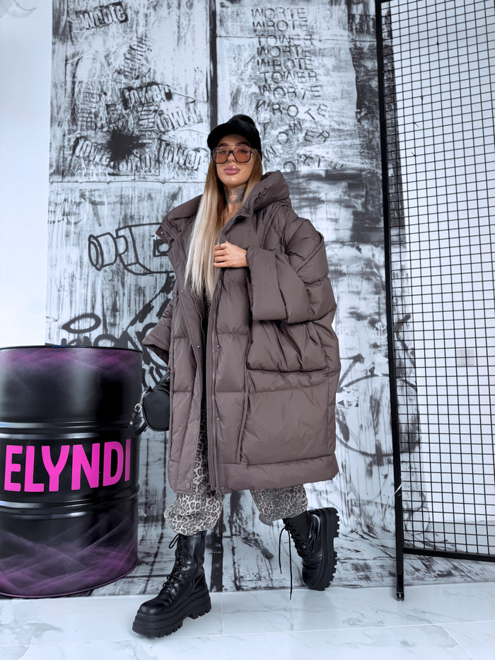 Plus-size down jacket "SNOW DRIFT" - CHOCO