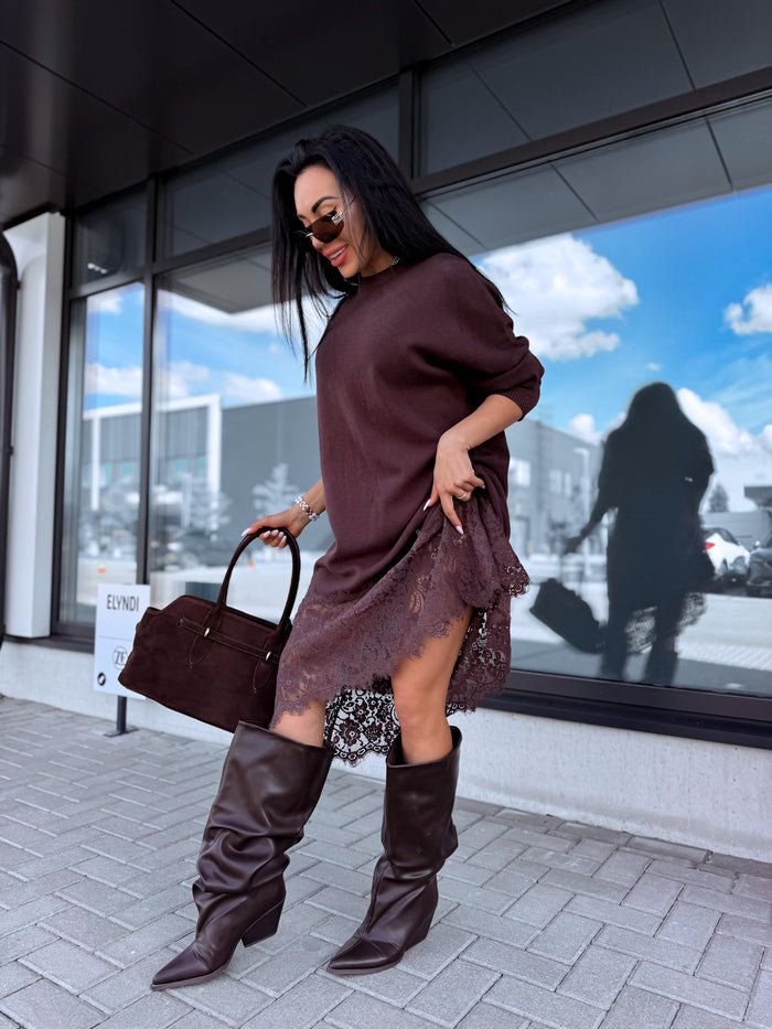 Adīta kleita "DINY" 26328 - CHOCO