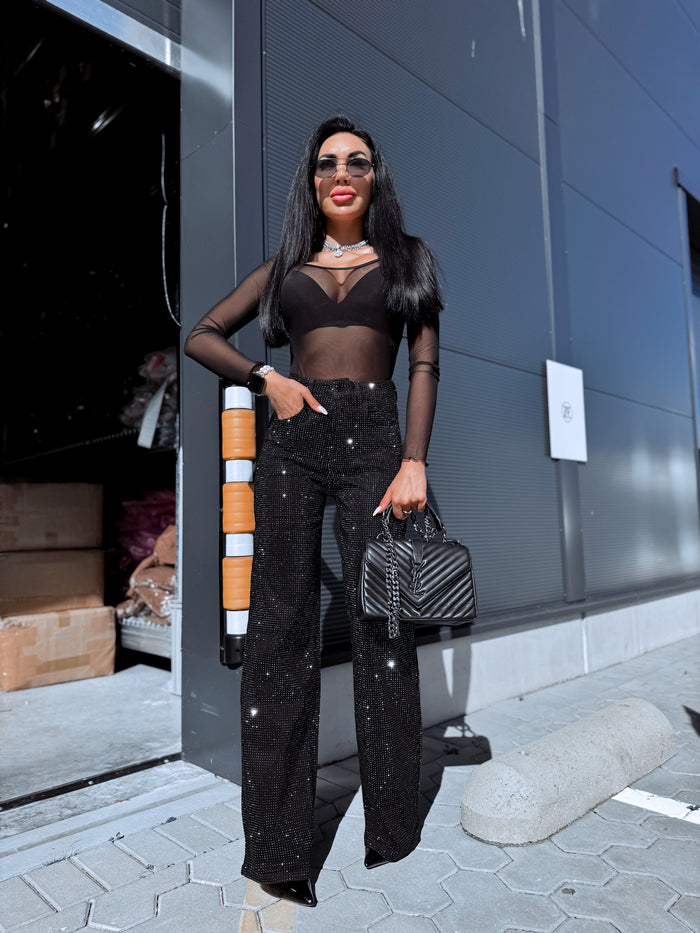 Džinsa bikses "SPARKLE GIRL HM8735" - MELNAS