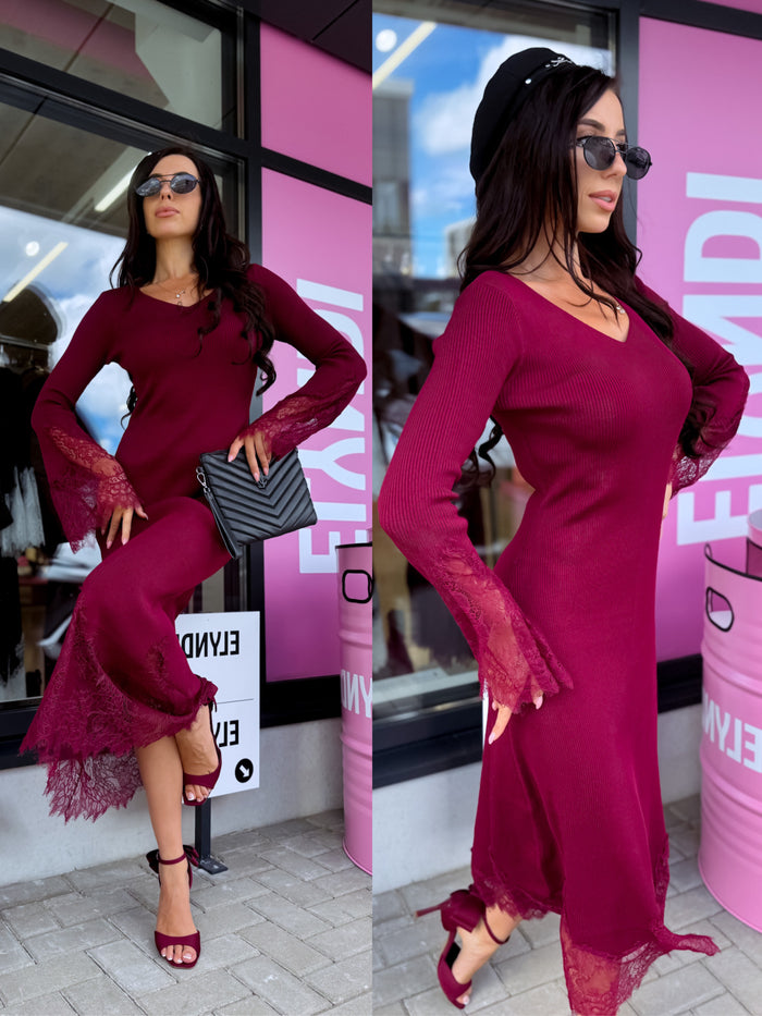 Knitted dress "MA BELLA 4727" - BURGUNDY