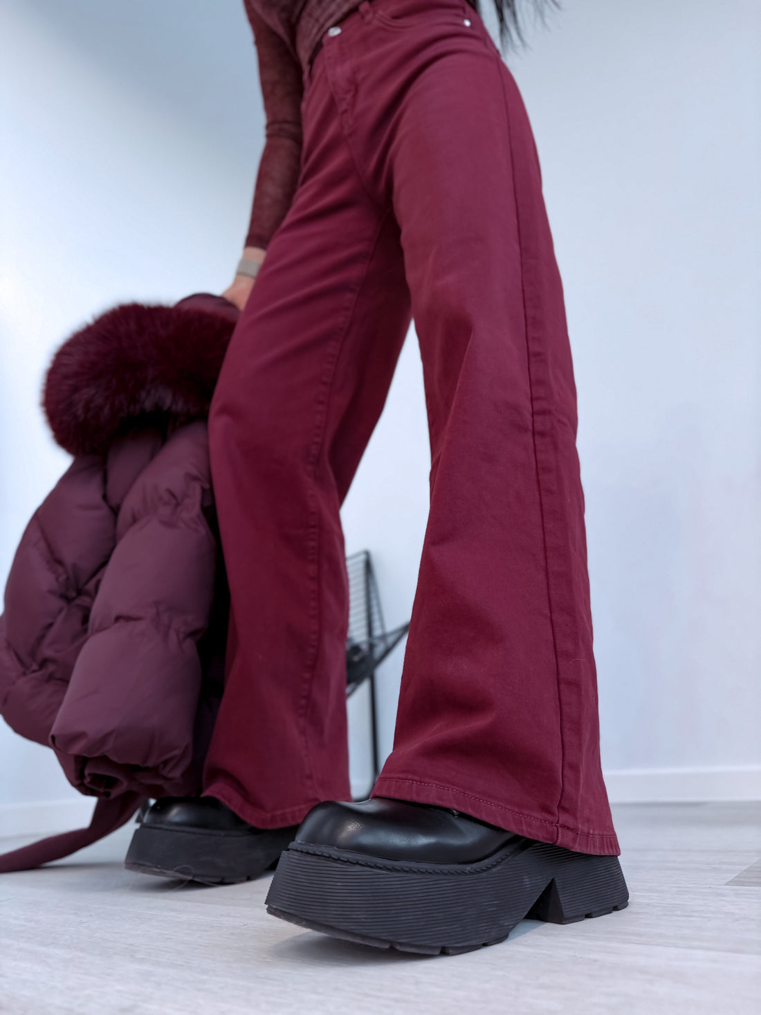 "DETROIT DJ2405-15" jeans - BURGUNDY
