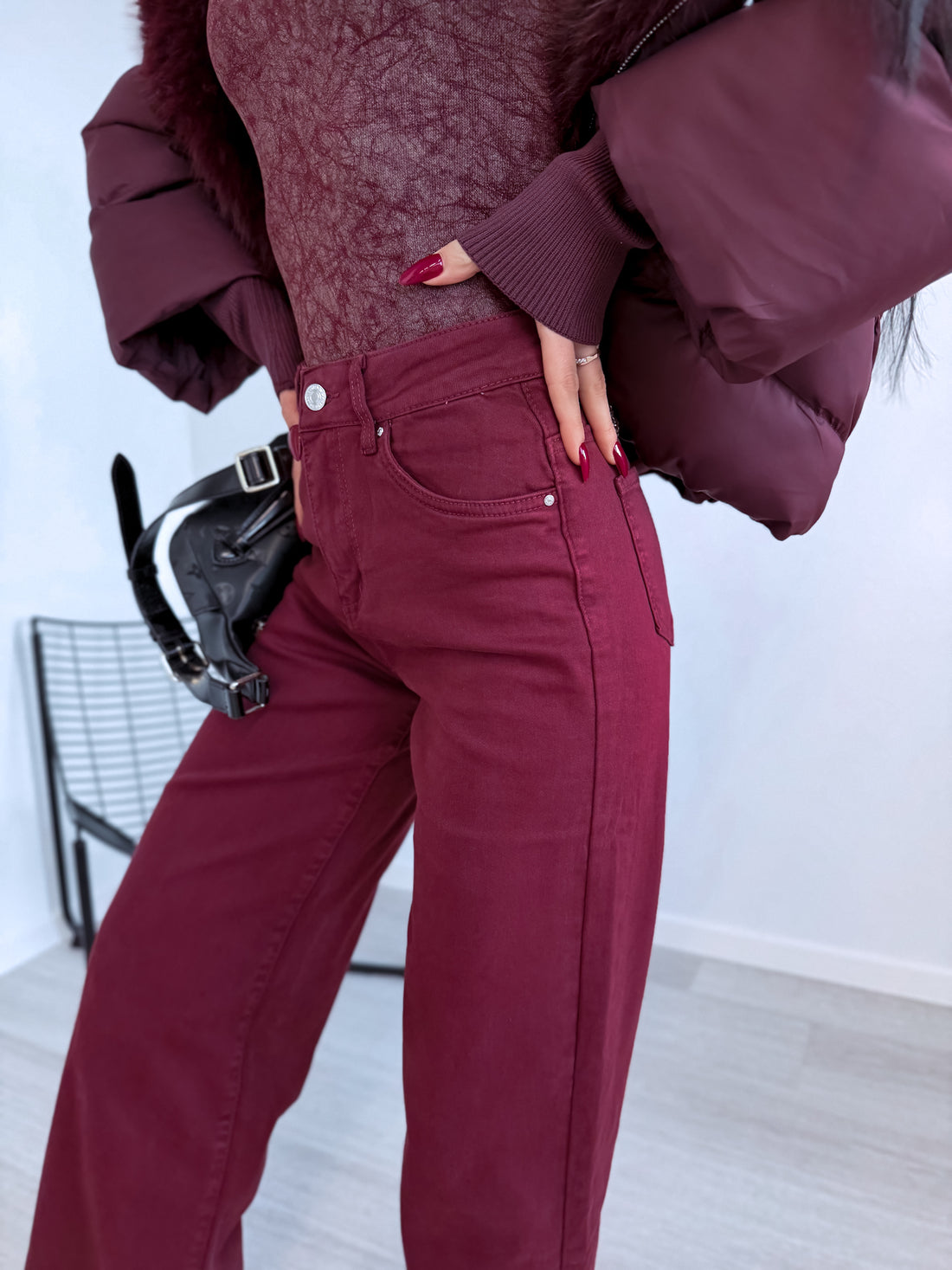 "DETROIT DJ2405-15" jeans - BURGUNDY