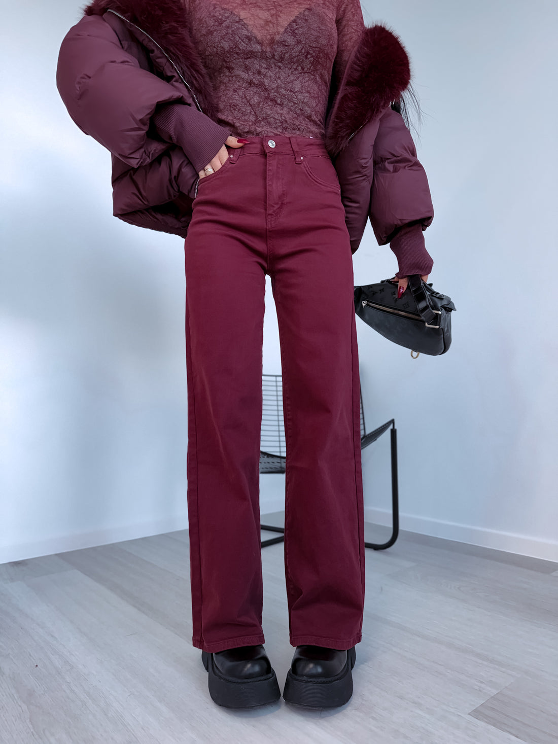 "DETROIT DJ2405-15" jeans - BURGUNDY