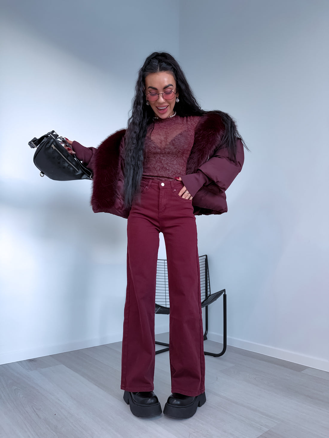 "DETROIT DJ2405-15" jeans - BURGUNDY
