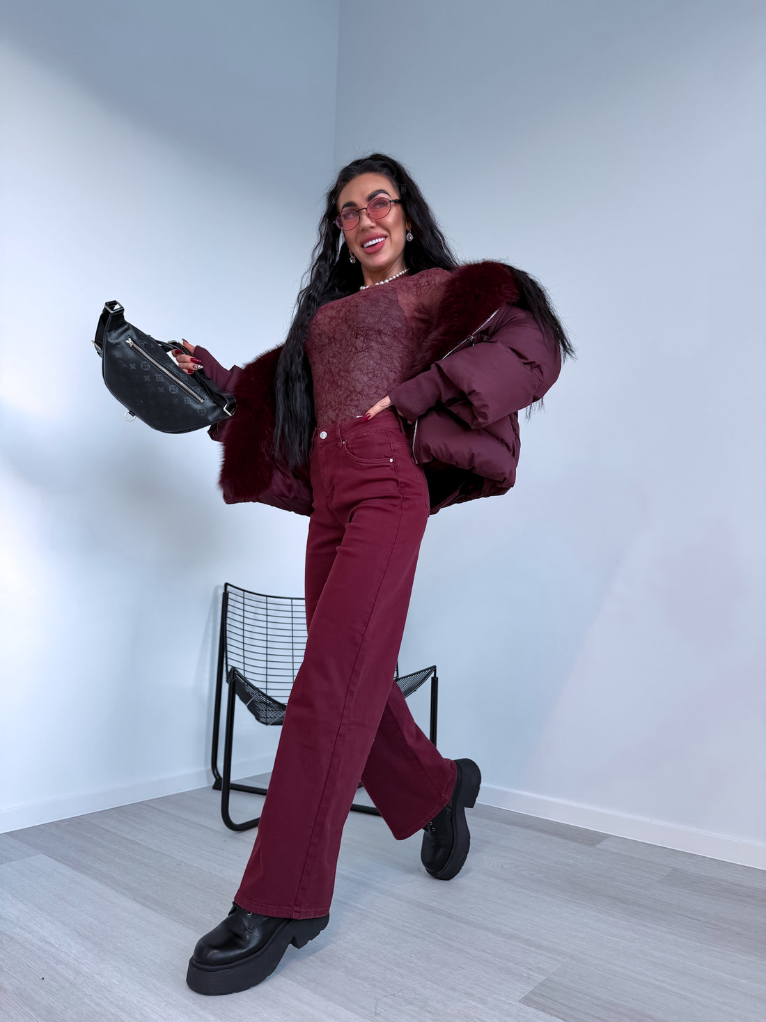"DETROIT DJ2405-15" jeans - BURGUNDY