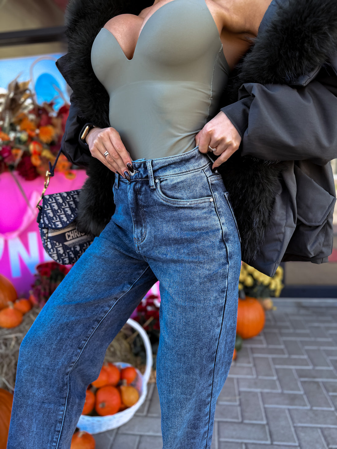 "SUMMIT HM5362-3" fleece-lined jeans - BLUE-GREY