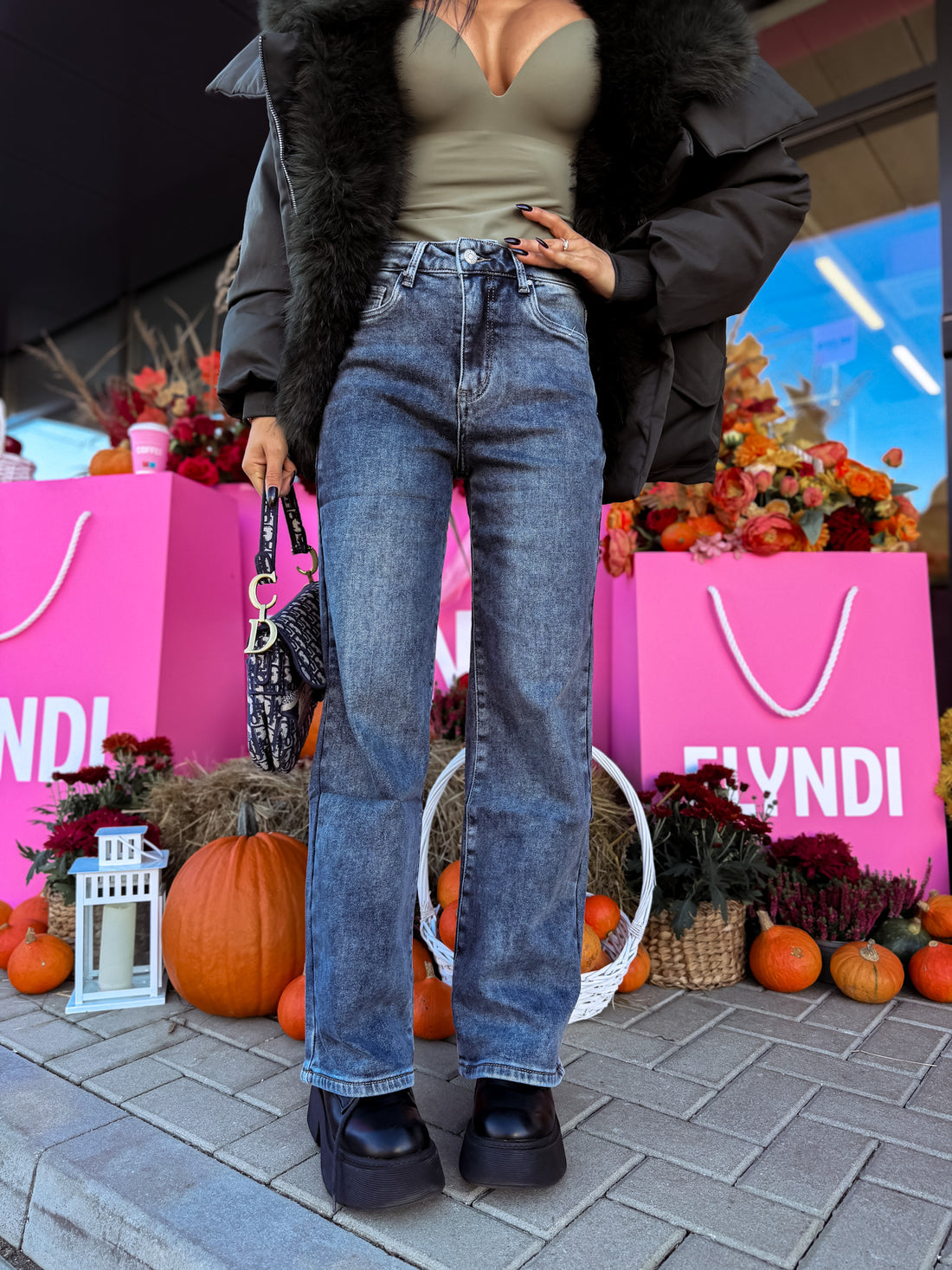 "SUMMIT HM5362-3" fleece-lined jeans - BLUE-GREY