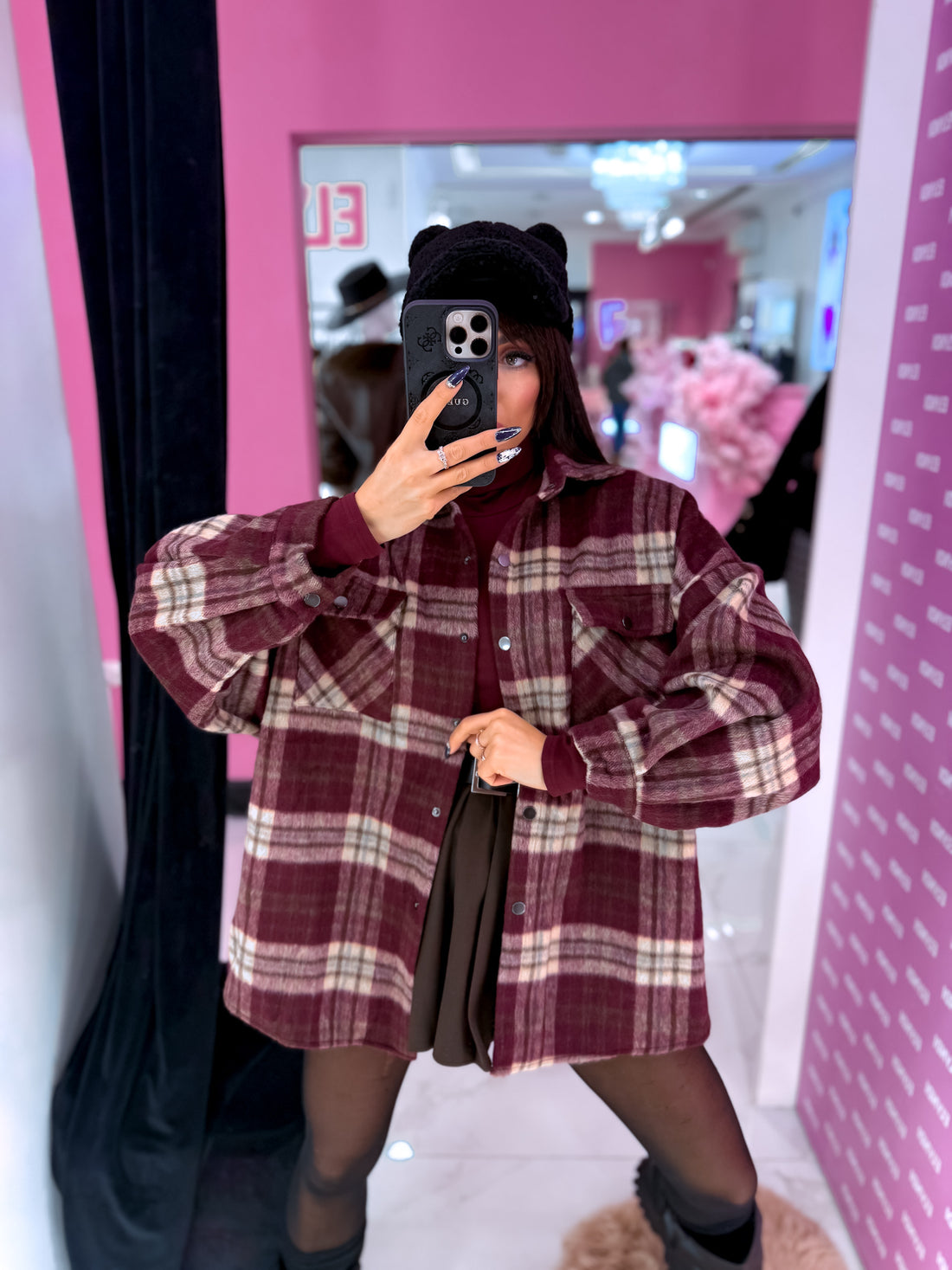 Check shirt "RAINY DAY" VMC58 – BURGUNDY
