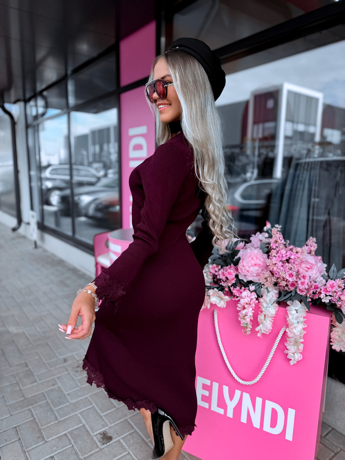 Adīta kleita ar apkakli "NICOLE" 5327 - VIOLETA
