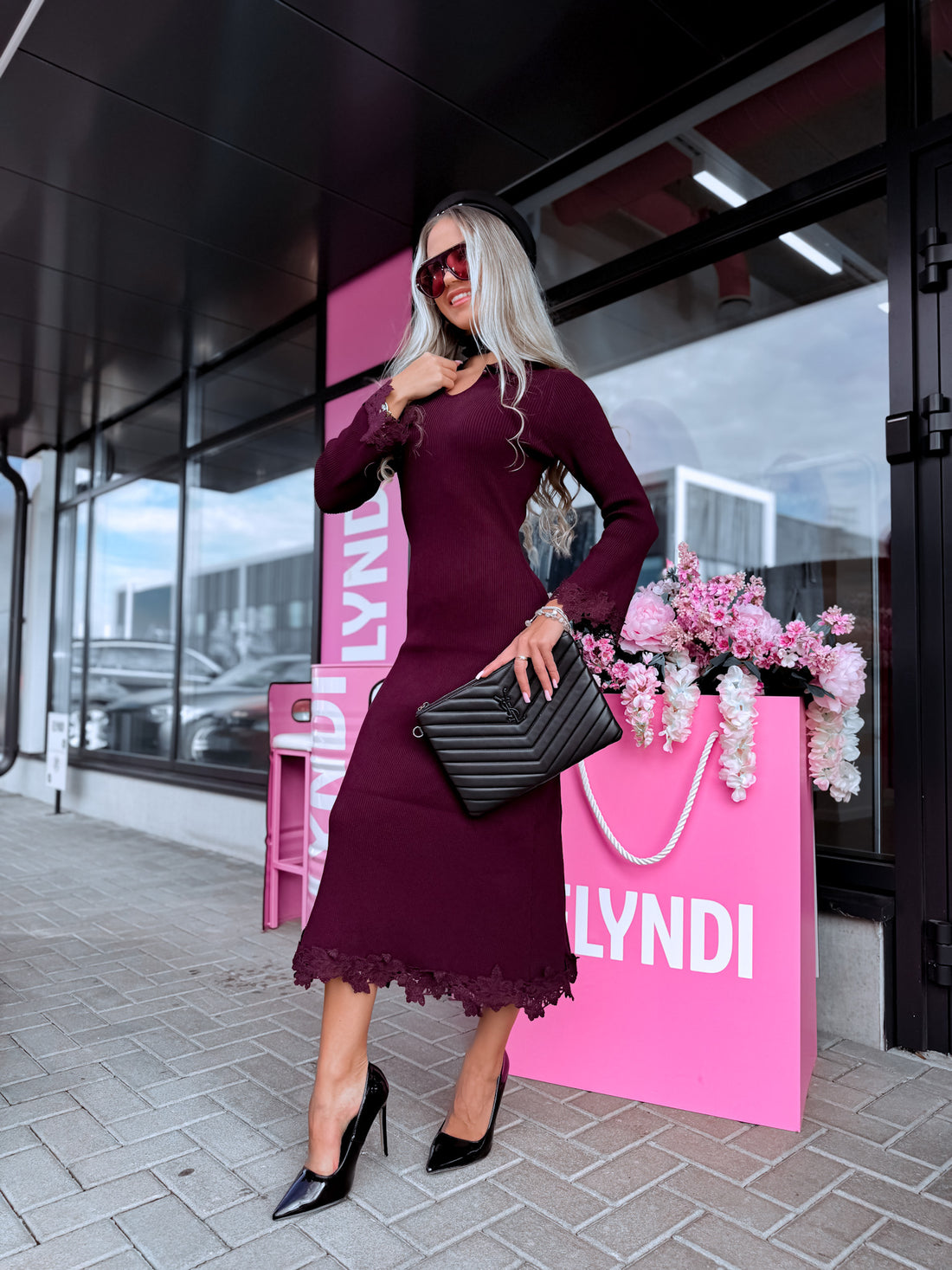 Adīta kleita ar apkakli "NICOLE" 5327 - VIOLETA