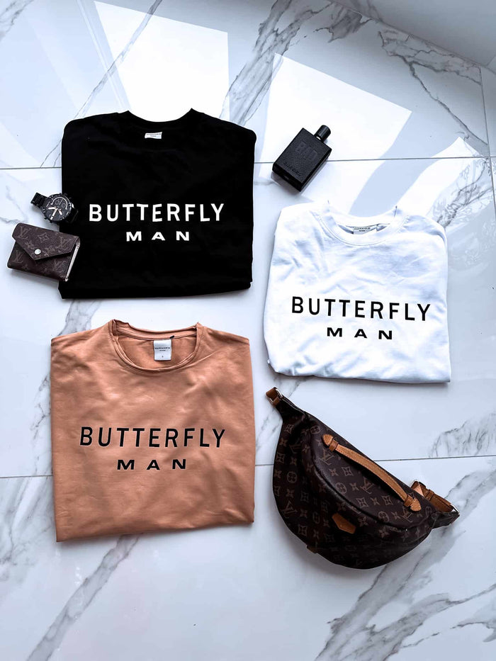 BUTTERFLY MAN, lightweight cotton sweater - BROWN