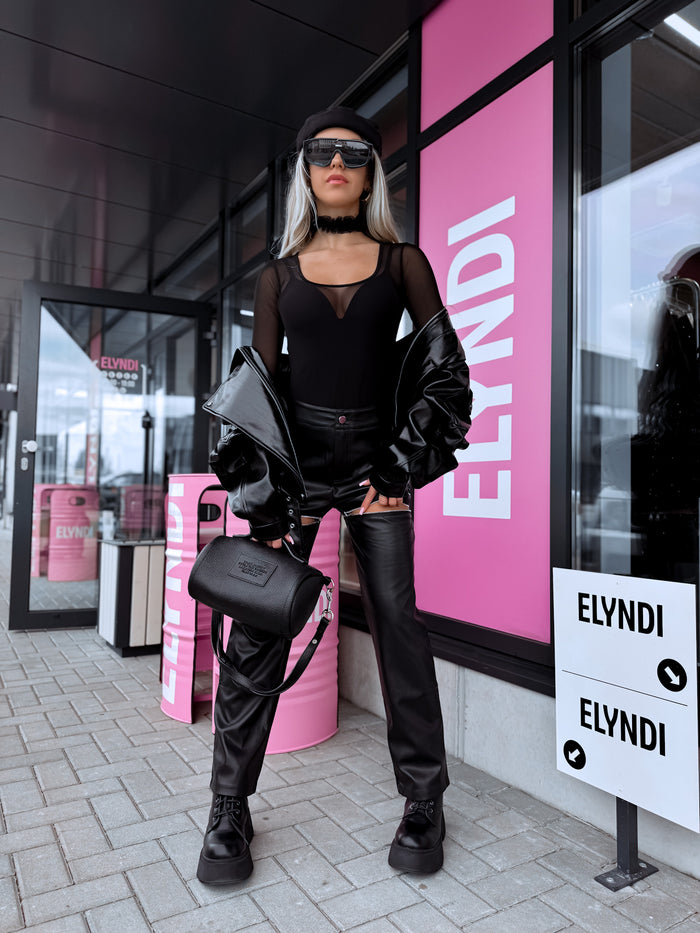 2IN1 ādas imitācijas bikses "ZIP OFF TR1868" - MELNAS