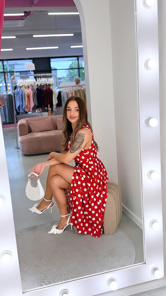 Платье в горошек "CHIC POLKA" 1170 - КРАСНОЕ