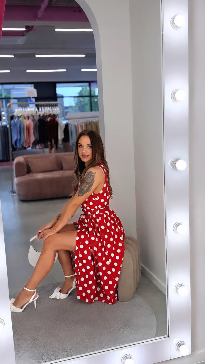 Платье в горошек "CHIC POLKA" 1170 - КРАСНОЕ