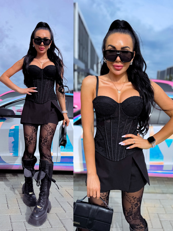 Lace corset "SCORPIO 99926" - BLACK